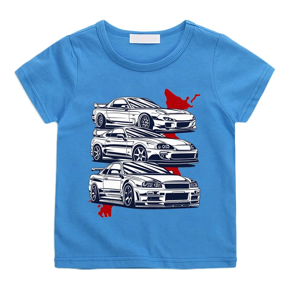 Cartoon Japan Anime Initial D Tshirt Kids Car Print Casual for Children Unisex Fashion T-shirts for Girls Boys Graphic Tee