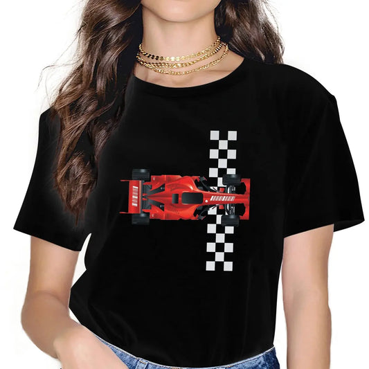 Red  Finish Women Tshirts F1 Car Racing Gothic Vintage Female Clothing Large Graphic Short Sleeve