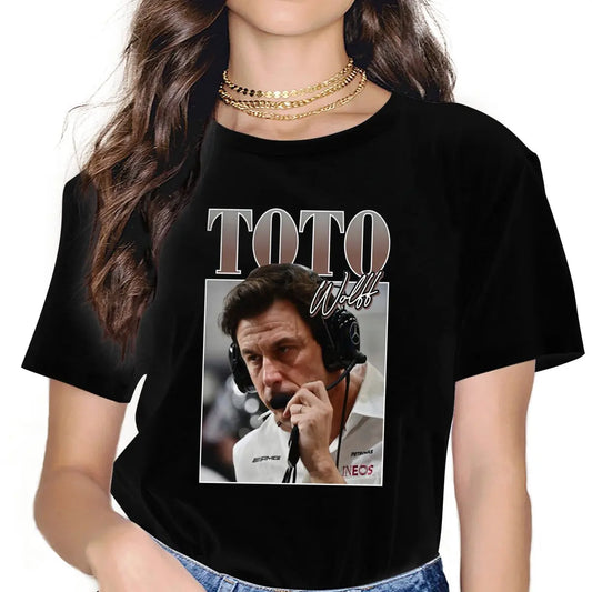 TOTO WOLFF Women Shirts F1 Car Racing T-shirt Kawaii Vintage Female Top