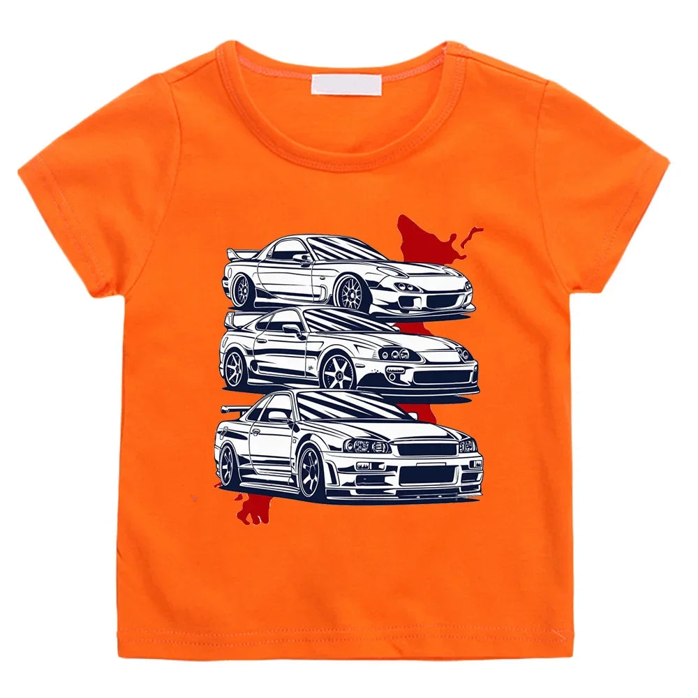 Cartoon Japan Anime Initial D Tshirt Kids Car Print Casual for Children Unisex Fashion T-shirts for Girls Boys Graphic Tee