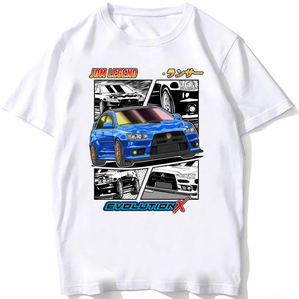 Anatomy Lancer Evolution X Drifting JDM EVO Legend T-Shirt Men Short Sleeve Japan Hip Hop Boy Casual Tops Car Sport White Tees